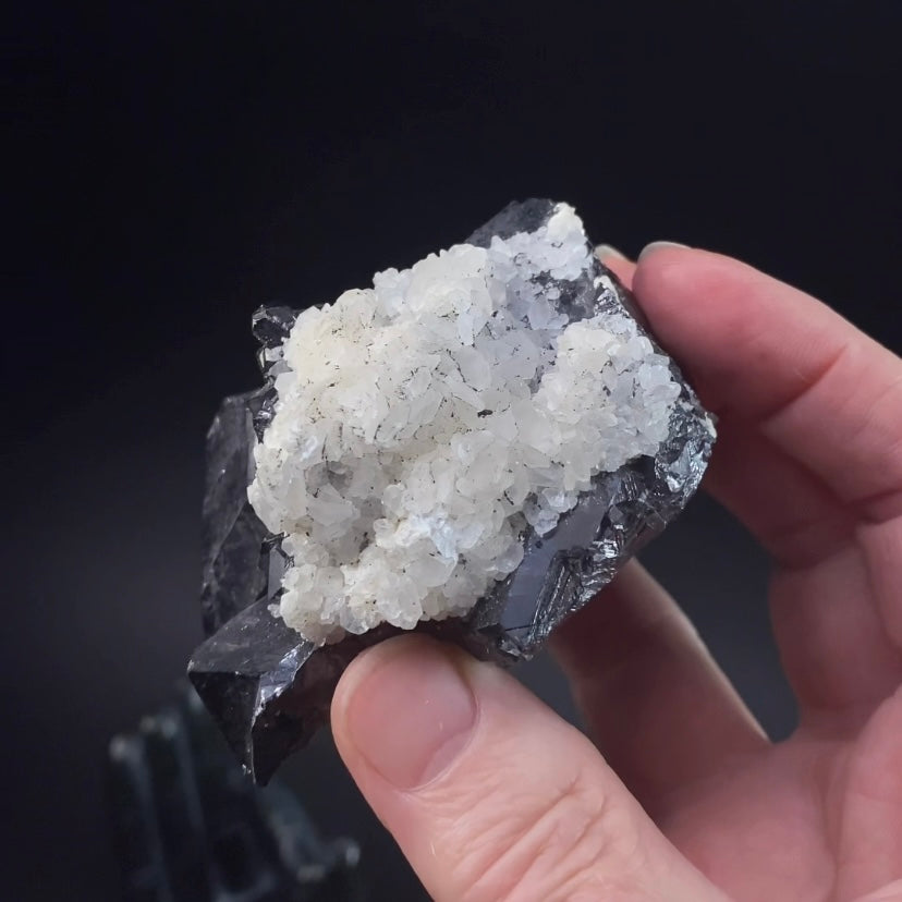 Sphalerite Cluster with Fluorescent Calcite & Minor Pyrite from Trepça Mines