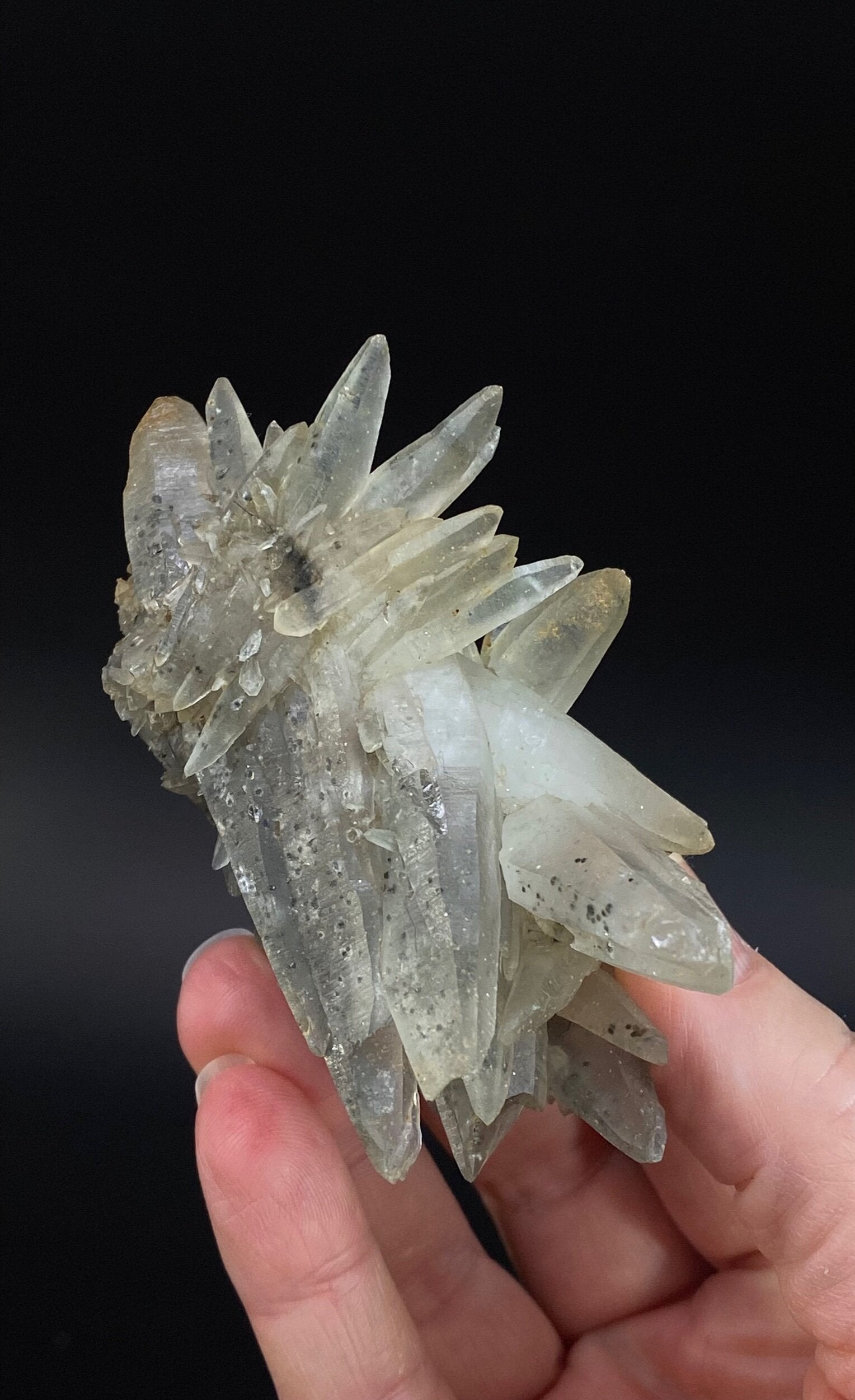 Laser Quartz Crystal Cluster with Hematite Inclustions