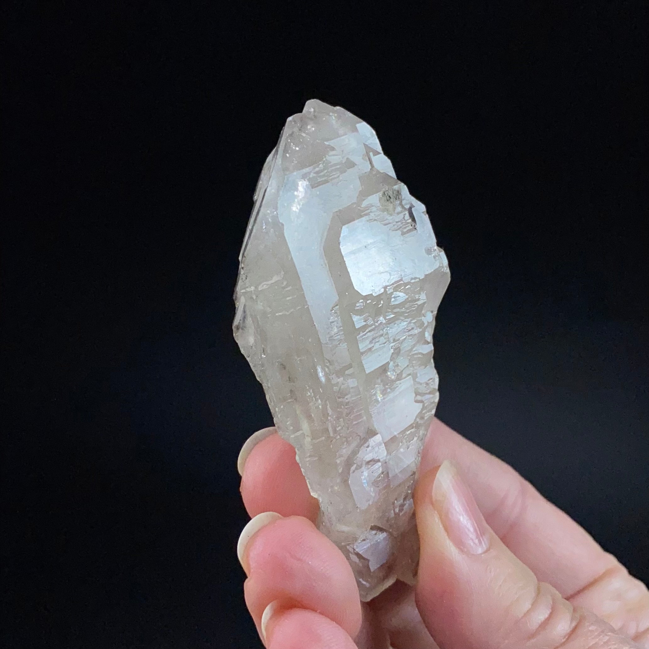 Double Terminated Elestial Smoky Quartz Crystal with Multiple Terminations on Both Sides