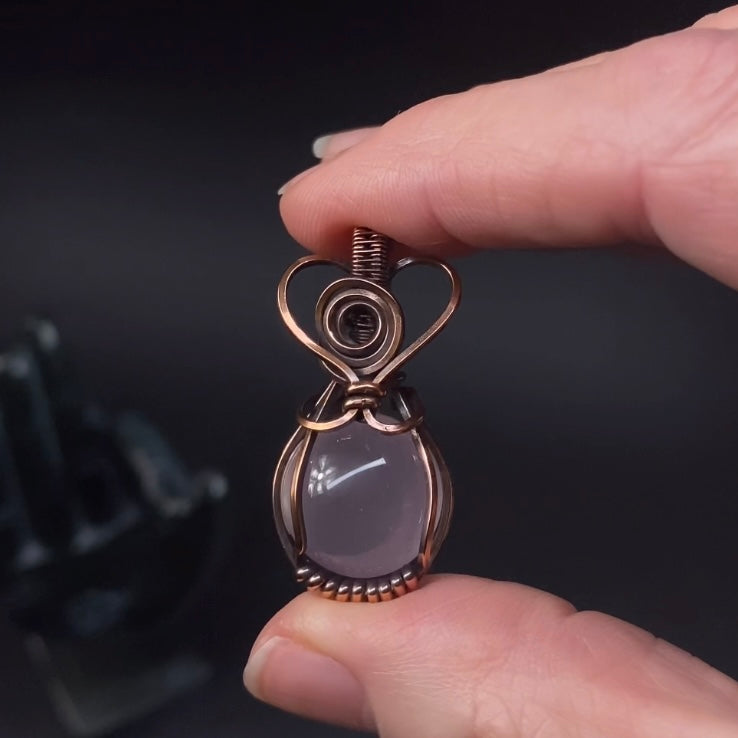 Rose Quartz Sphere and Copper Wire Wrapped Pendant