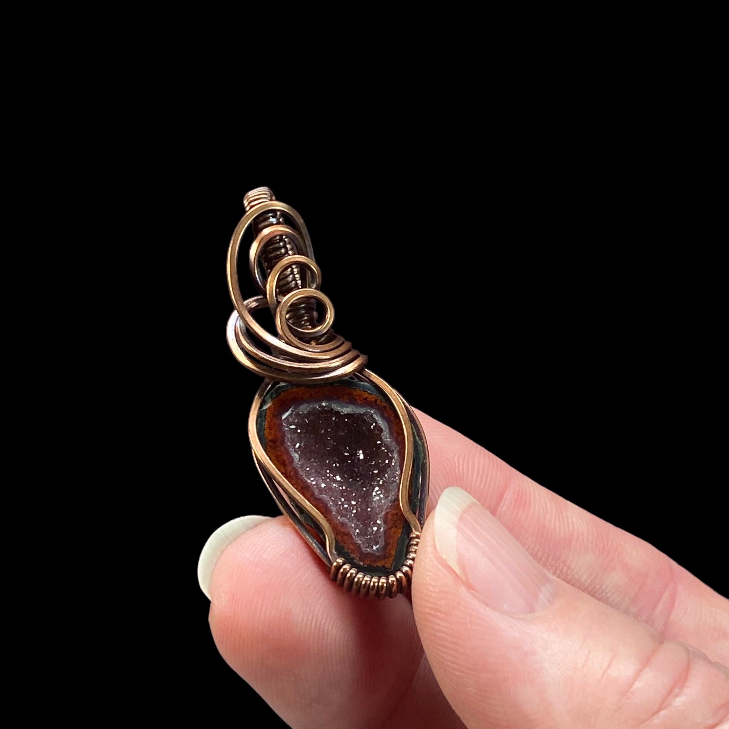 Tabasco Geode & Copper Wire Wrapped Pendant