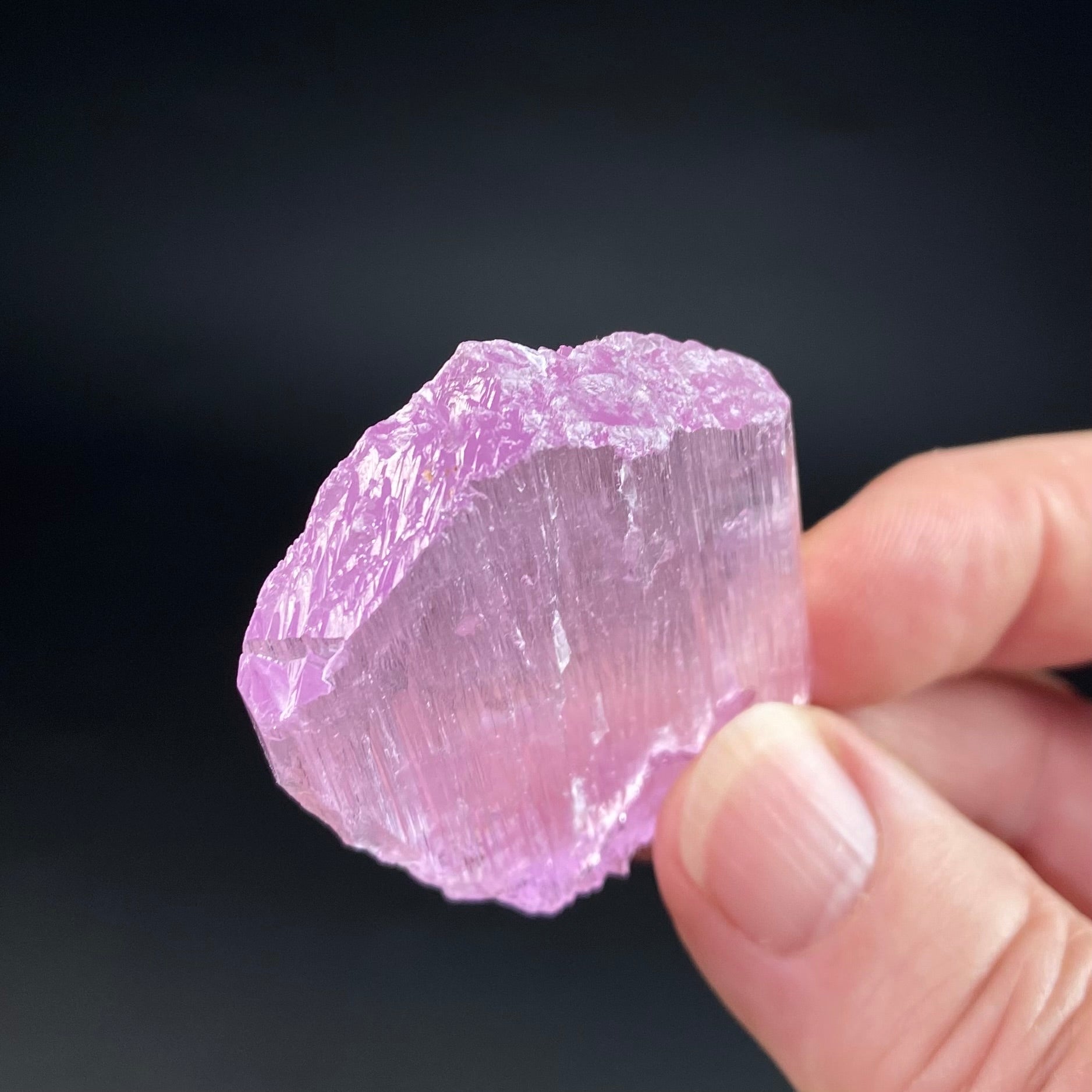 Pink Kunzite Spodumene Crystal, Fluorescent with Multiple Terminations