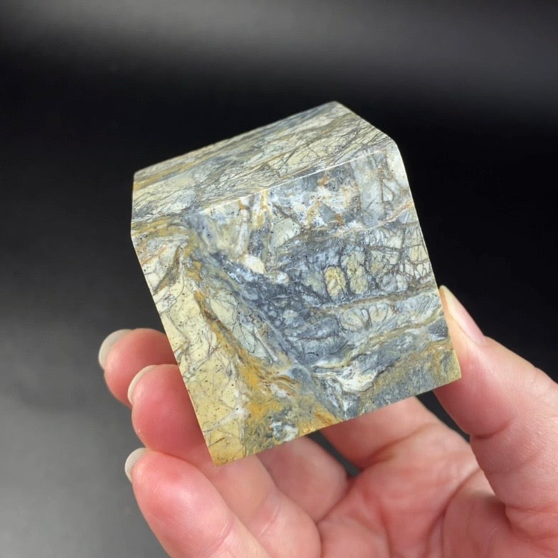Green Malingano Jasper, Chert Breccia, Polished Cube