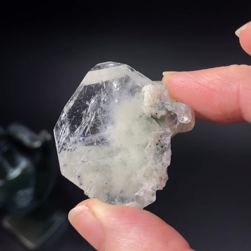 Clear Rare Tabular Apophyllite Crystal with Celadonite - Natural Raw Crystals and Minerals