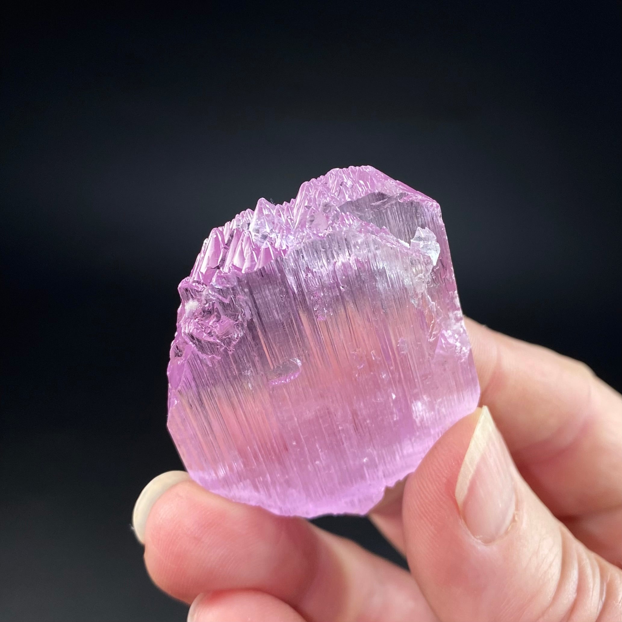 Pink Kunzite Spodumene Crystal, Fluorescent with Multiple Terminations