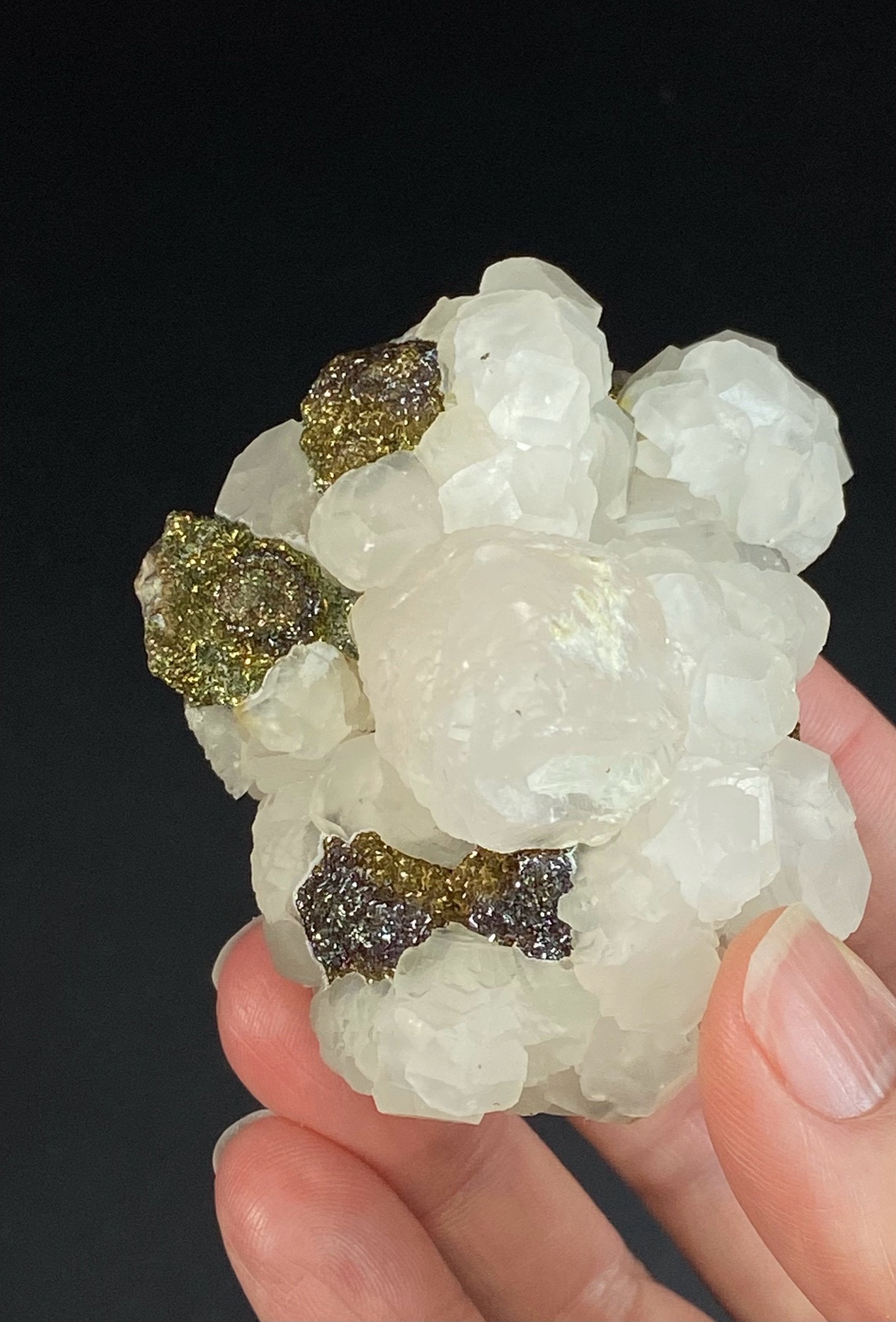 Fluorescent Calcite Specimen with Iridescent Pyrite from Trepca Mine Complex, Kosovo