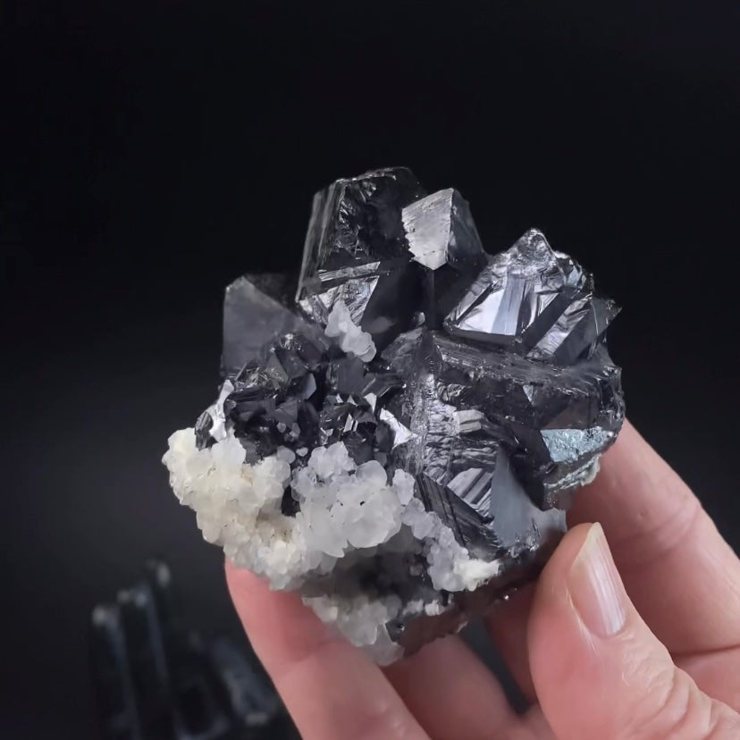 Sphalerite Cluster with Fluorescent Calcite & Minor Pyrite from Trepça Mines