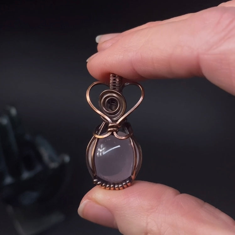 Rose Quartz Sphere and Copper Wire Wrapped Pendant
