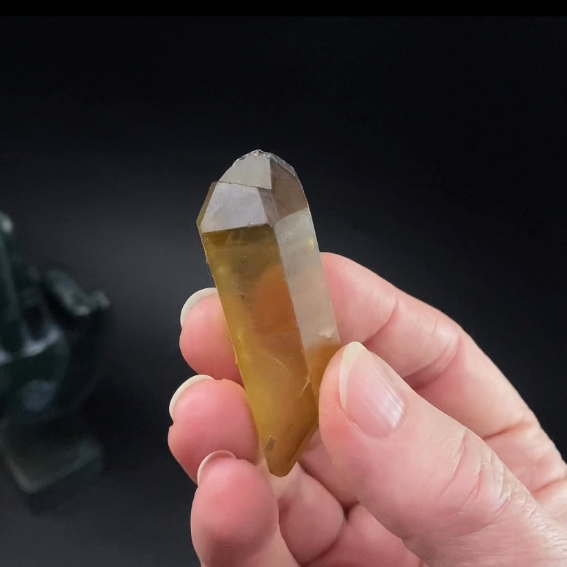 Double Terminated Smoky Citrine Crystal with Twin Termination from Chibuku Mine, Zimbabwe