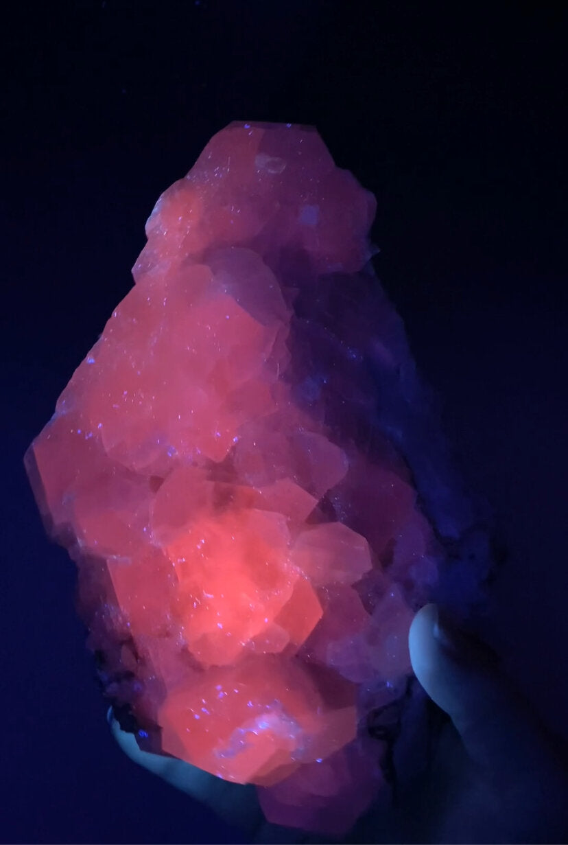 Fluorescent Calcite Cluster from Trepça Mines, Kosovo