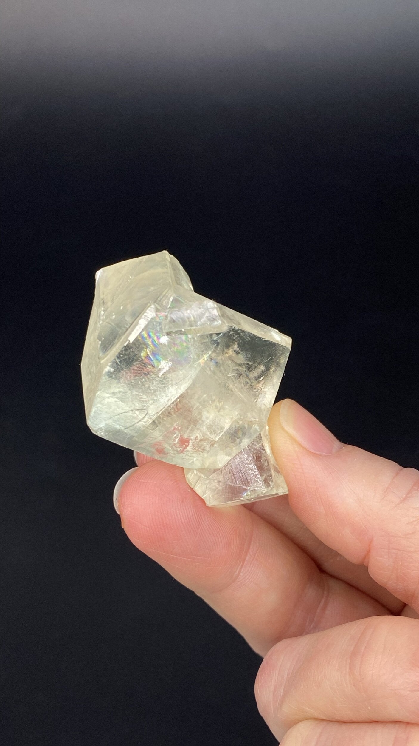 Light Golden Calcite Crystal Cluster with Rainbows