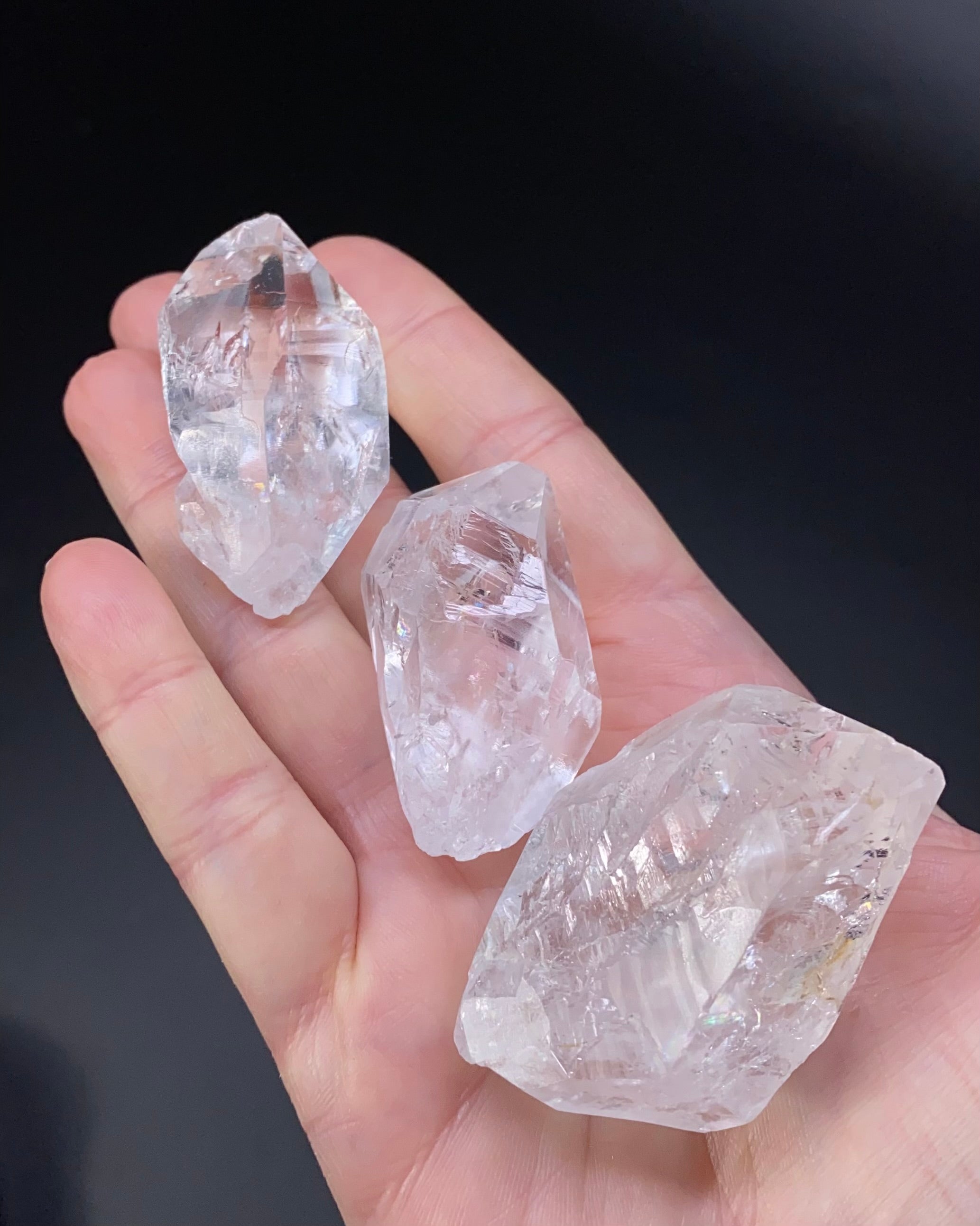 Double Terminated Clear Quartz Crystal Lot of 3 Pieces