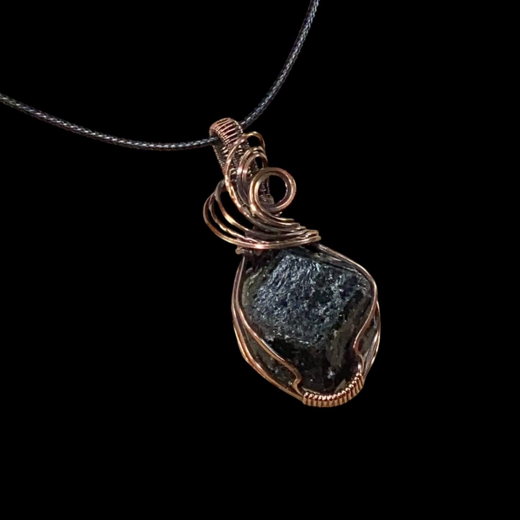 Almandine Raw Garnet and Copper Wire Wrapped Pendant