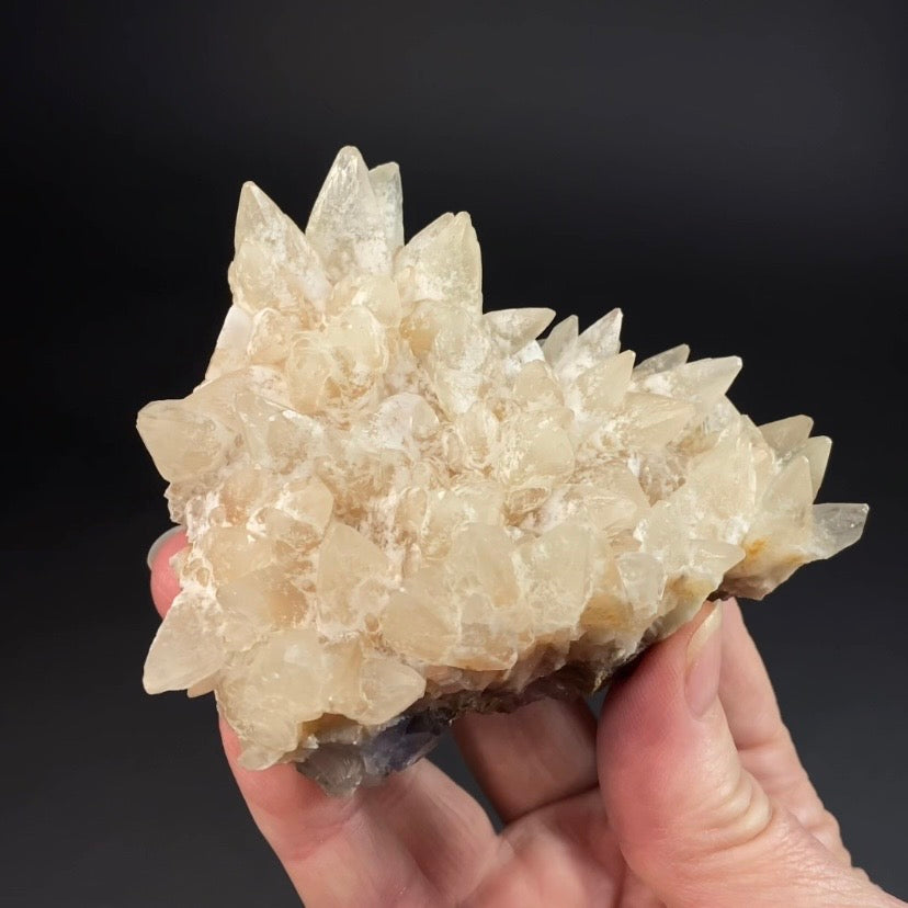 Scalenohedral DogTooth Calcite on Blue Purple Fluorite Matrix, UV Reactive, Fluorescent