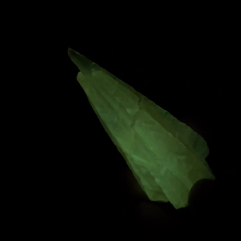 Phosphorescent Golden Feather Tapered Calcite Crystal