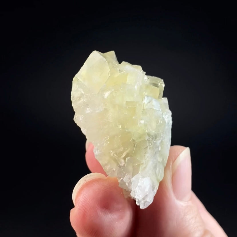Pale Yellow Cubic Fluorite Cluster from El Hammam Mine, Morocco