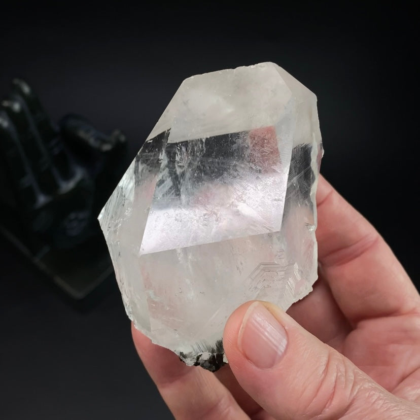 Quartz Crystal with Dark Green Epidote Crystals