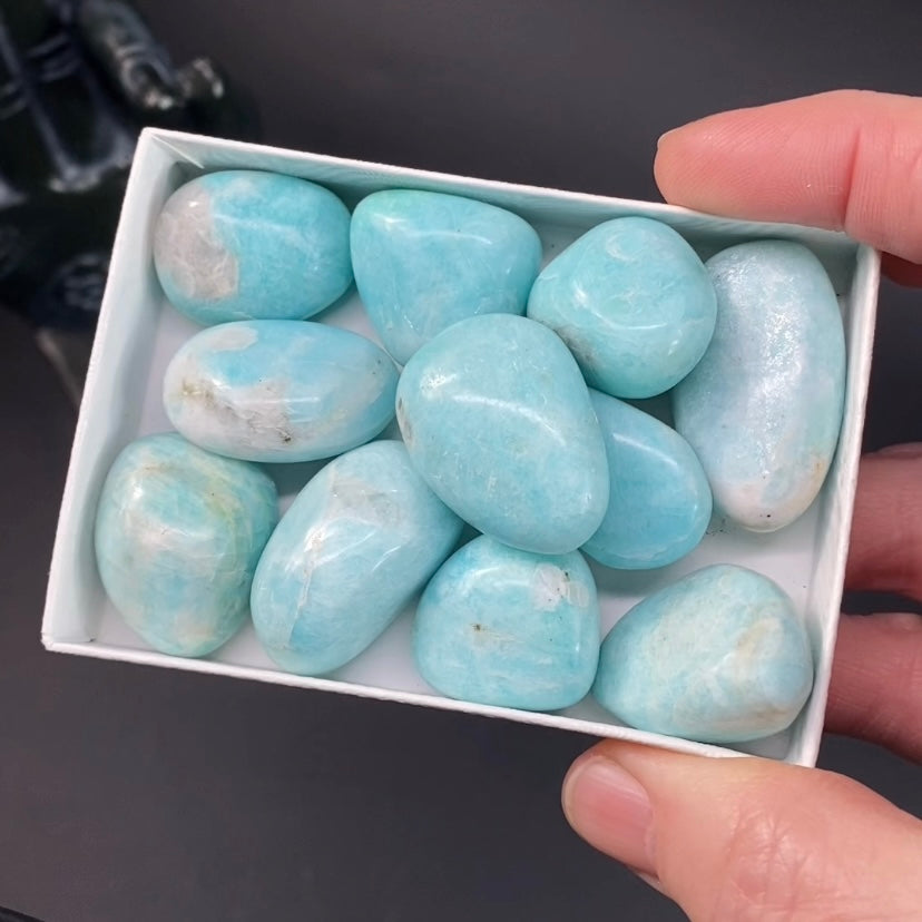 Blue Green Amazonite Tumbled Stone Specimen from Peru