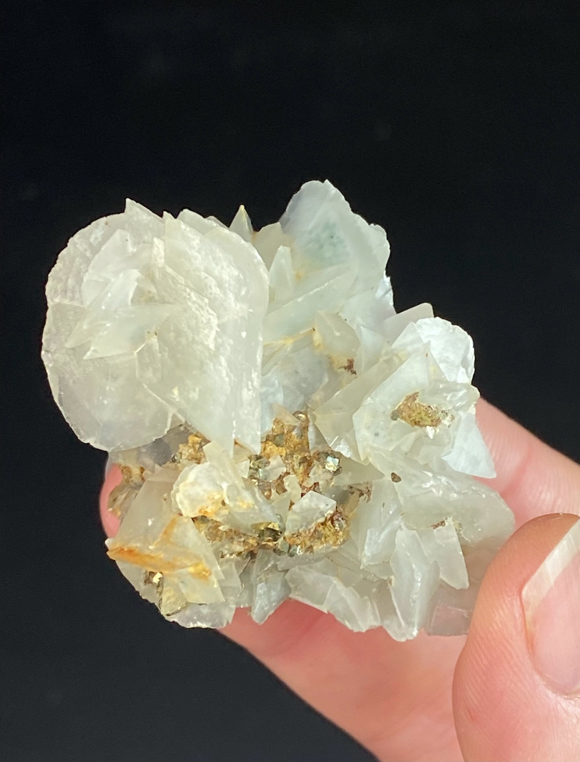 Fluorescent Calcite Specimen with Pyrite from Trepca Mine Complex, Kosovo