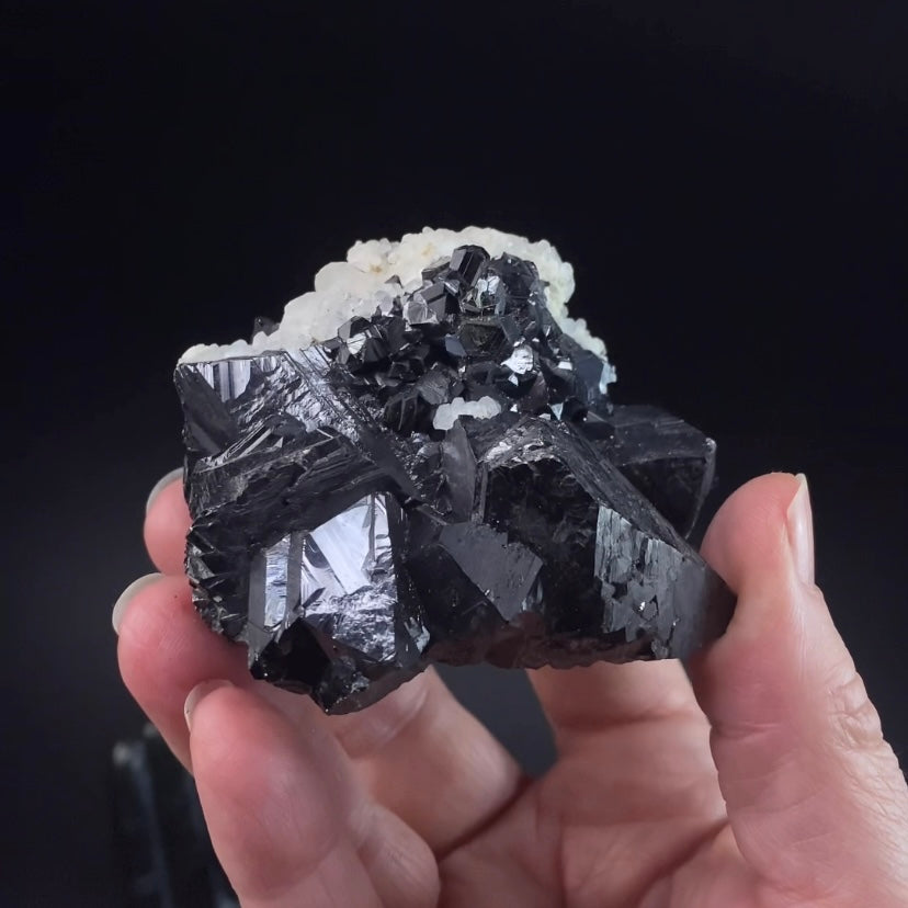 Sphalerite Cluster with Fluorescent Calcite & Minor Pyrite from Trepça Mines