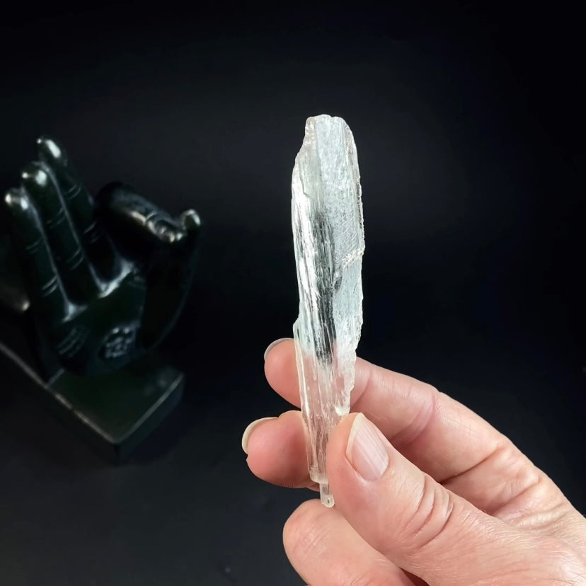 Natural Etched Spodumene Crystal Blade Clear Kunzite, Triphane from Minas Gerais, Brazil
