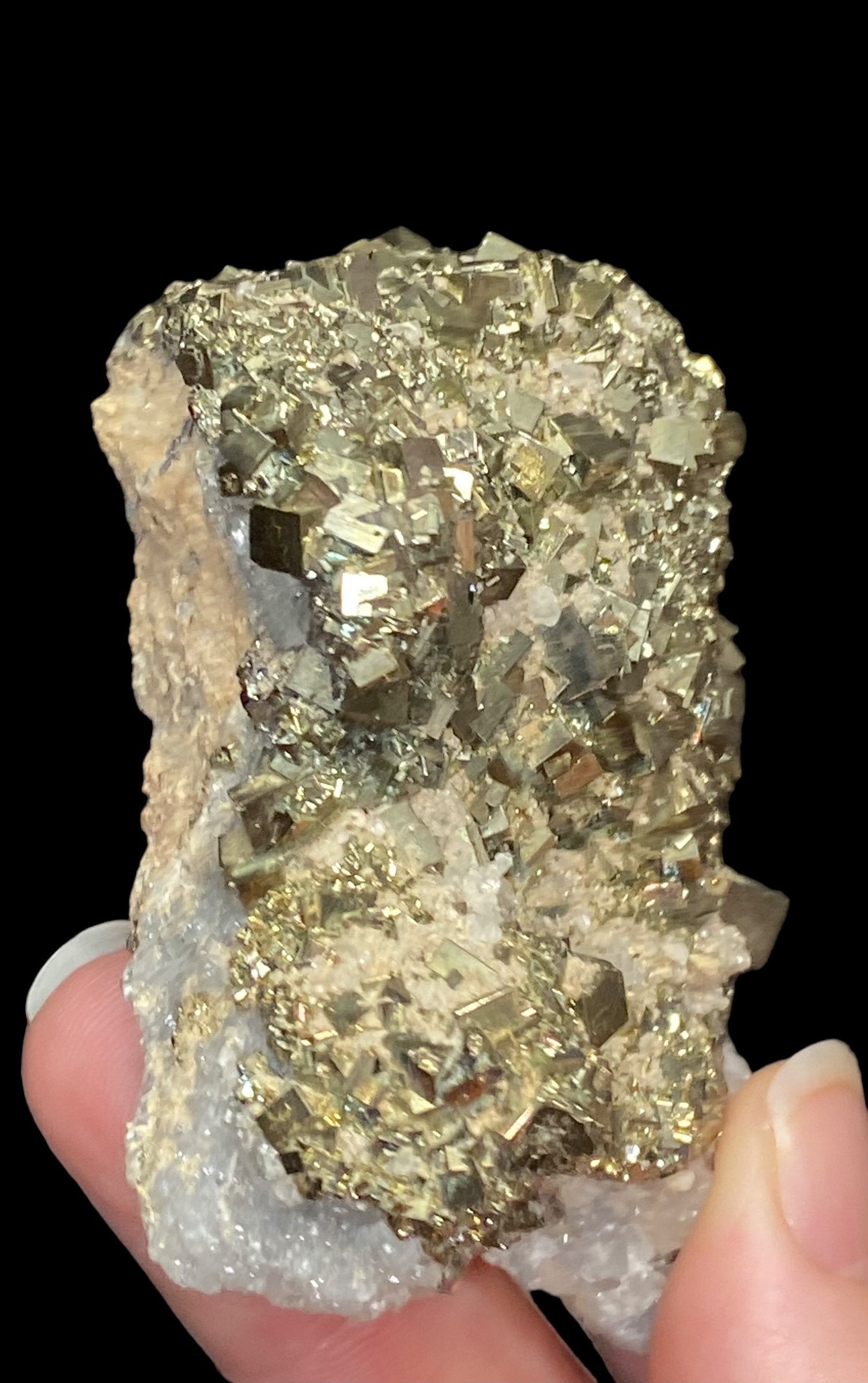 Cubic Pyrite with Calcite from Trepça Mines, Kosovo