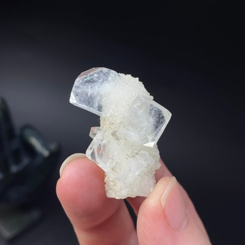 Clear Apophyllite Stalactite Formation Cluster with Quartz