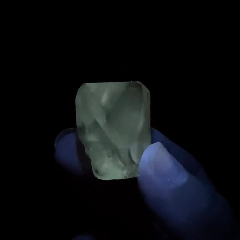 Fluorescent Clear Topaz Crystal with Chisel Shaped Termination
