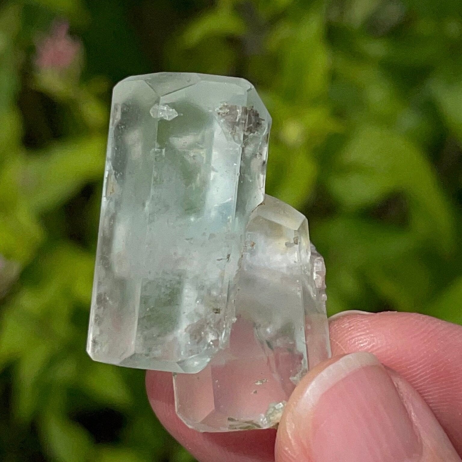 Double Terminated Aquamarine Crystal Cluster with Apatite