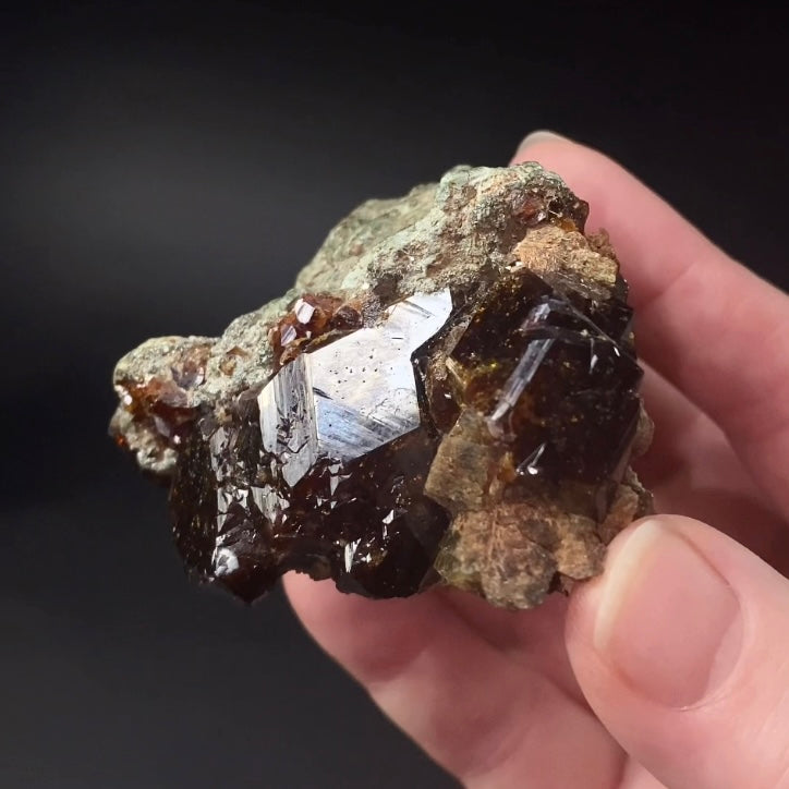 Lustrous Brown-Orange Garnets on Matrix from Afghanistan