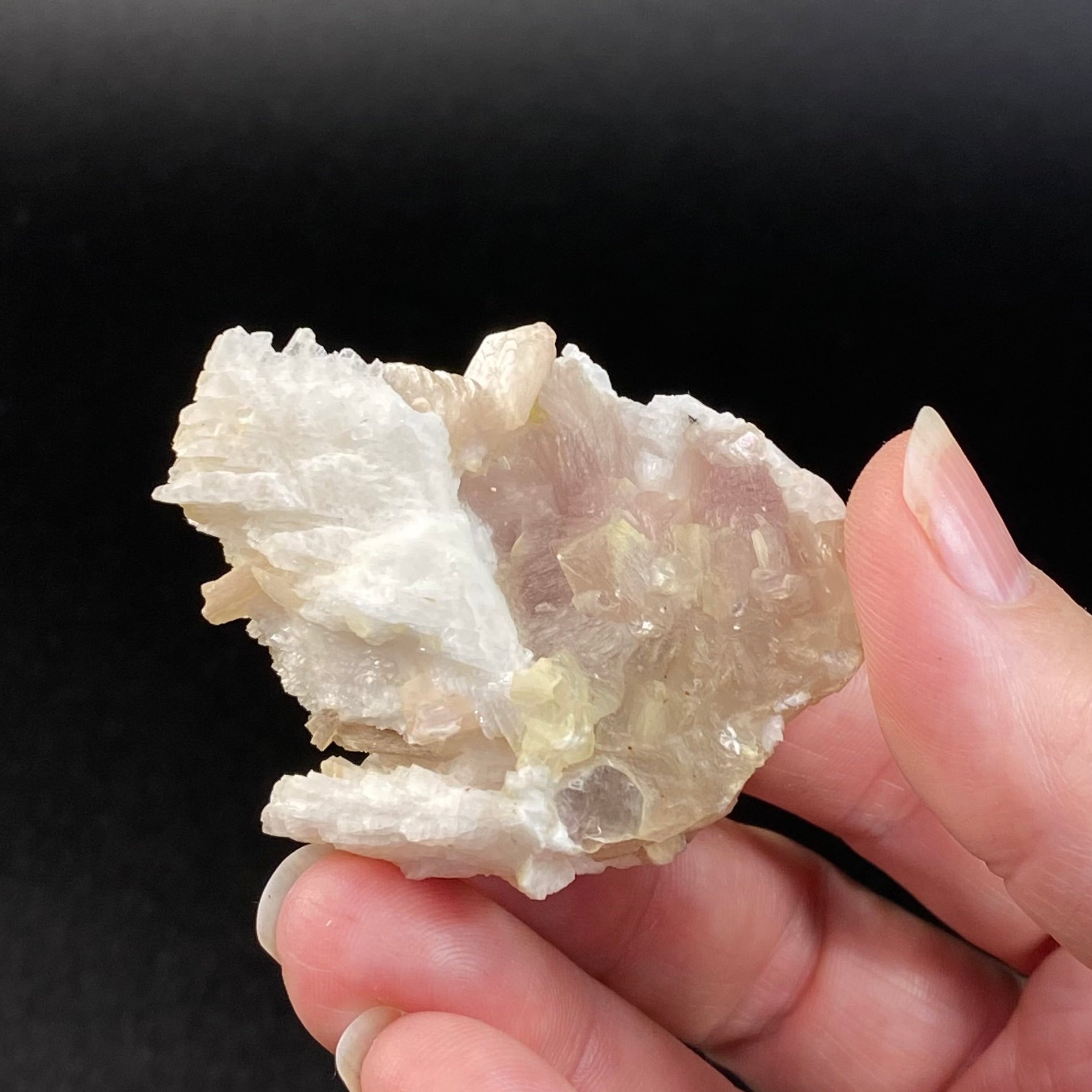 Pale Green Tourmaline Crystals & Lepidolite Mica on Feldspar
