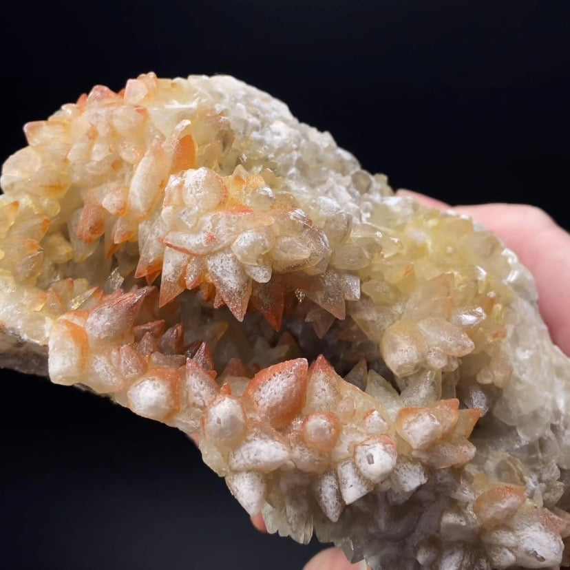 Scalenohedral Dog Tooth Calcite Crystal Cluster with Natural Iridescent Iron Oxide Surface