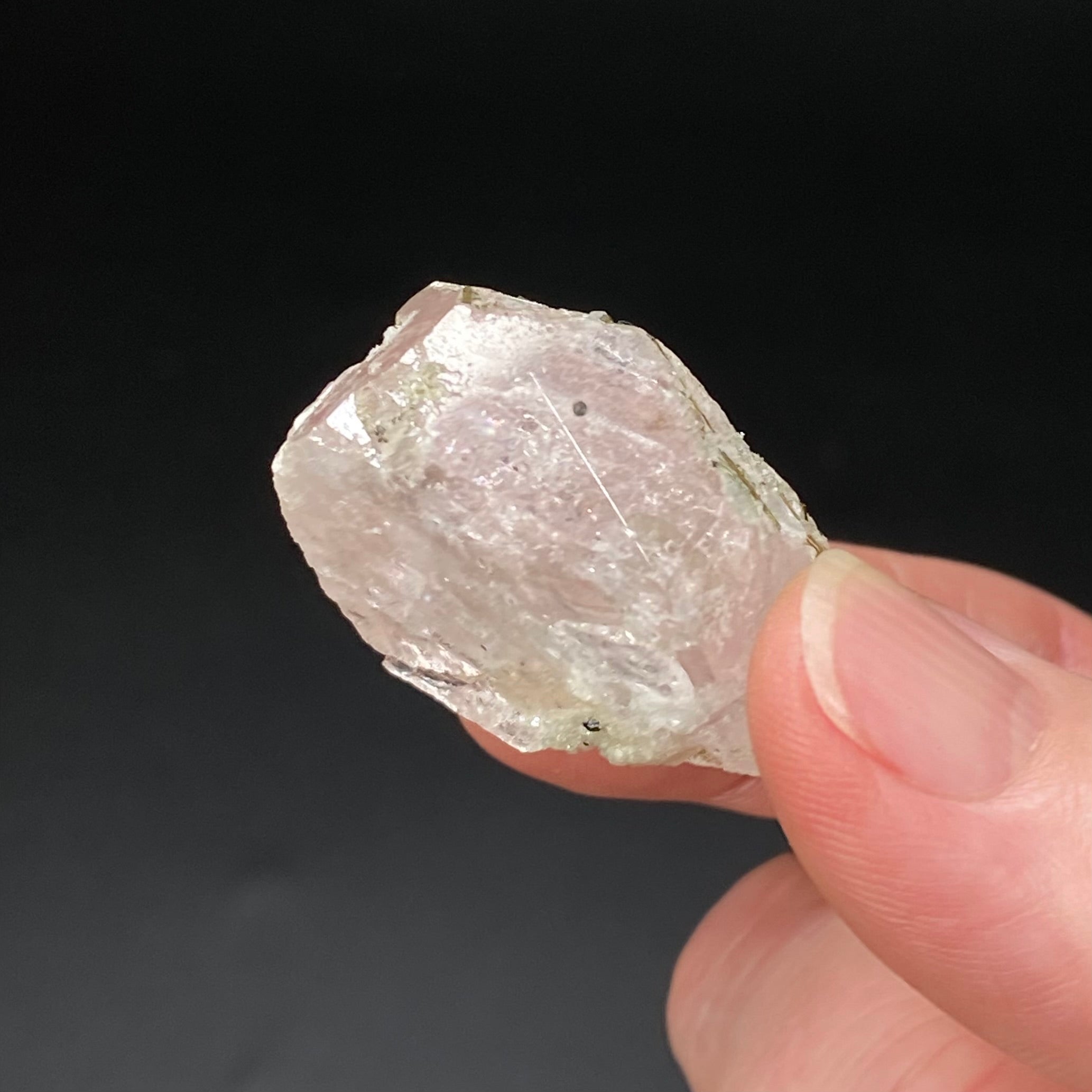 Morganite Crystal with Green Tourmaline & Quartz