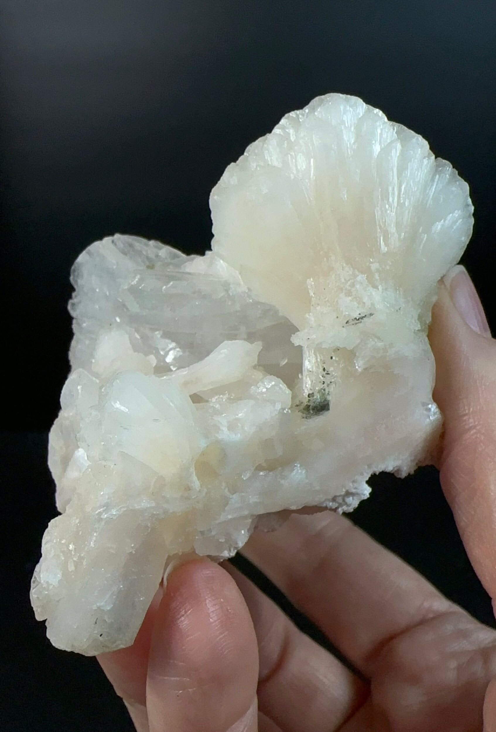 White / Clear Heulandite Fan & Peach Stilbite on Mordenite Matrix