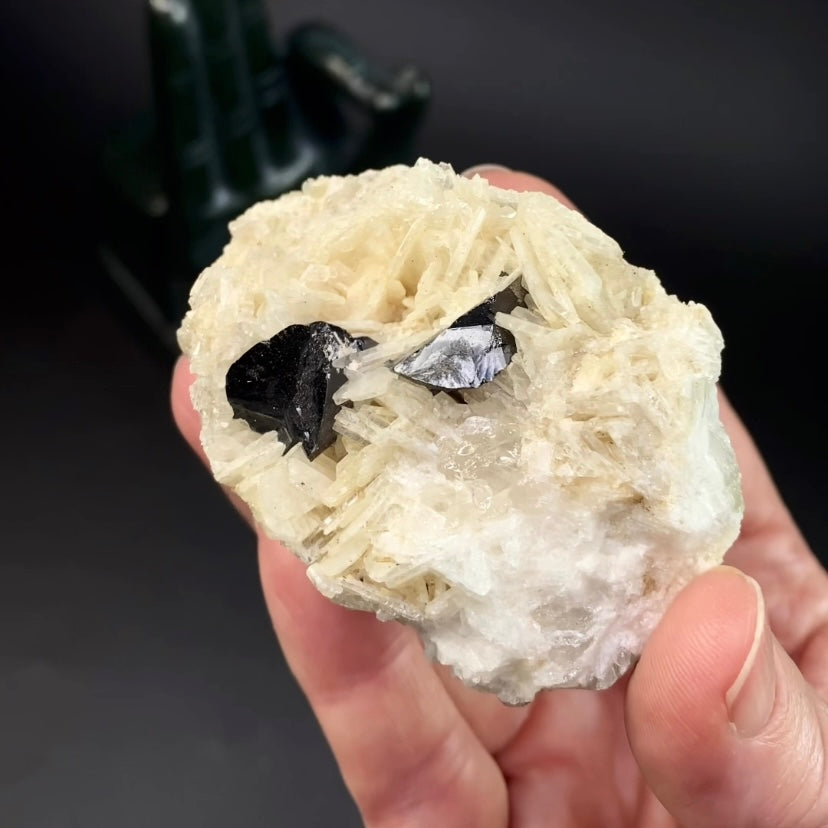 Cassiterite Crystals on Cleavelandite Matrix