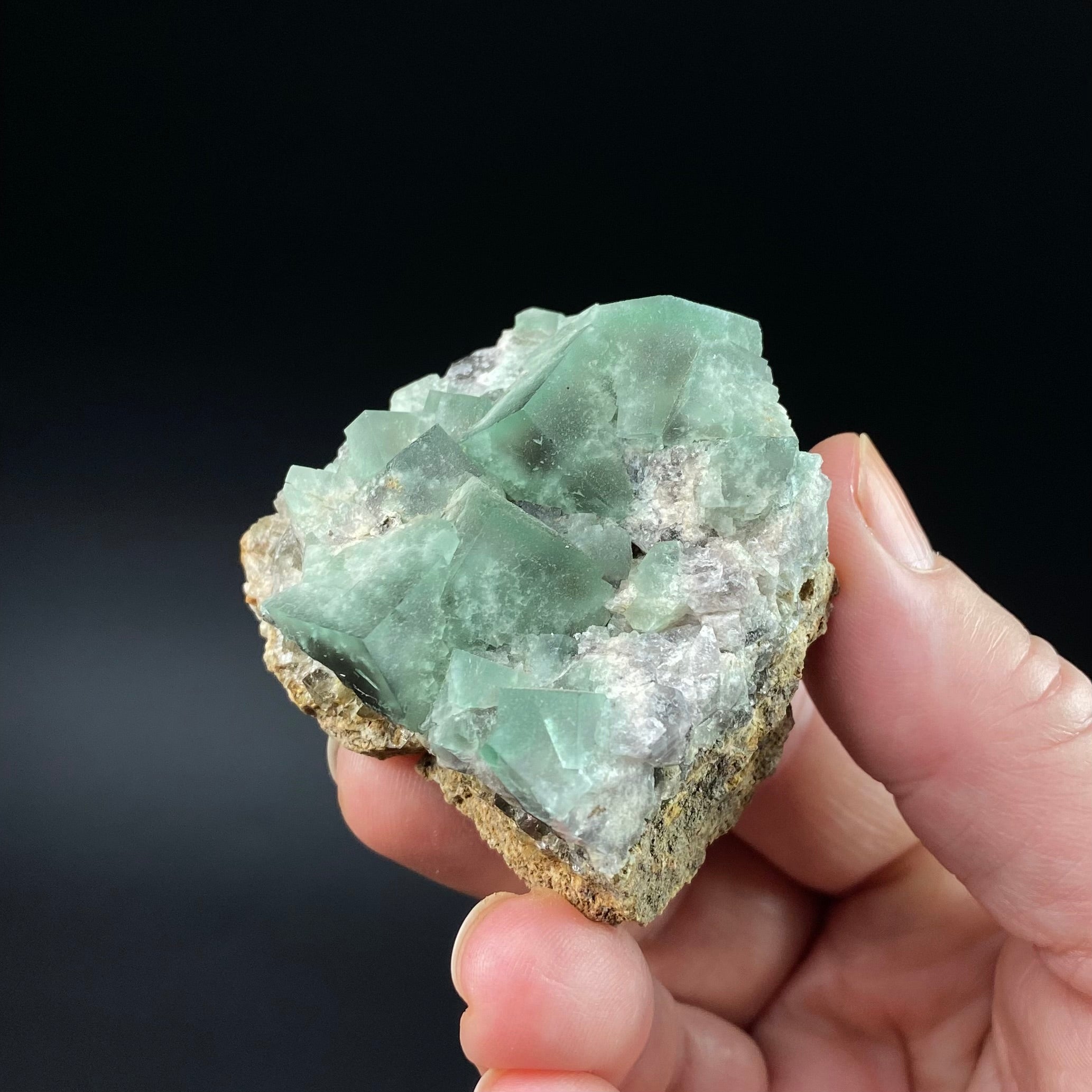 Diana Maria Mine Green Cubic Fluorite Cluster with Blue and White Fluorescence