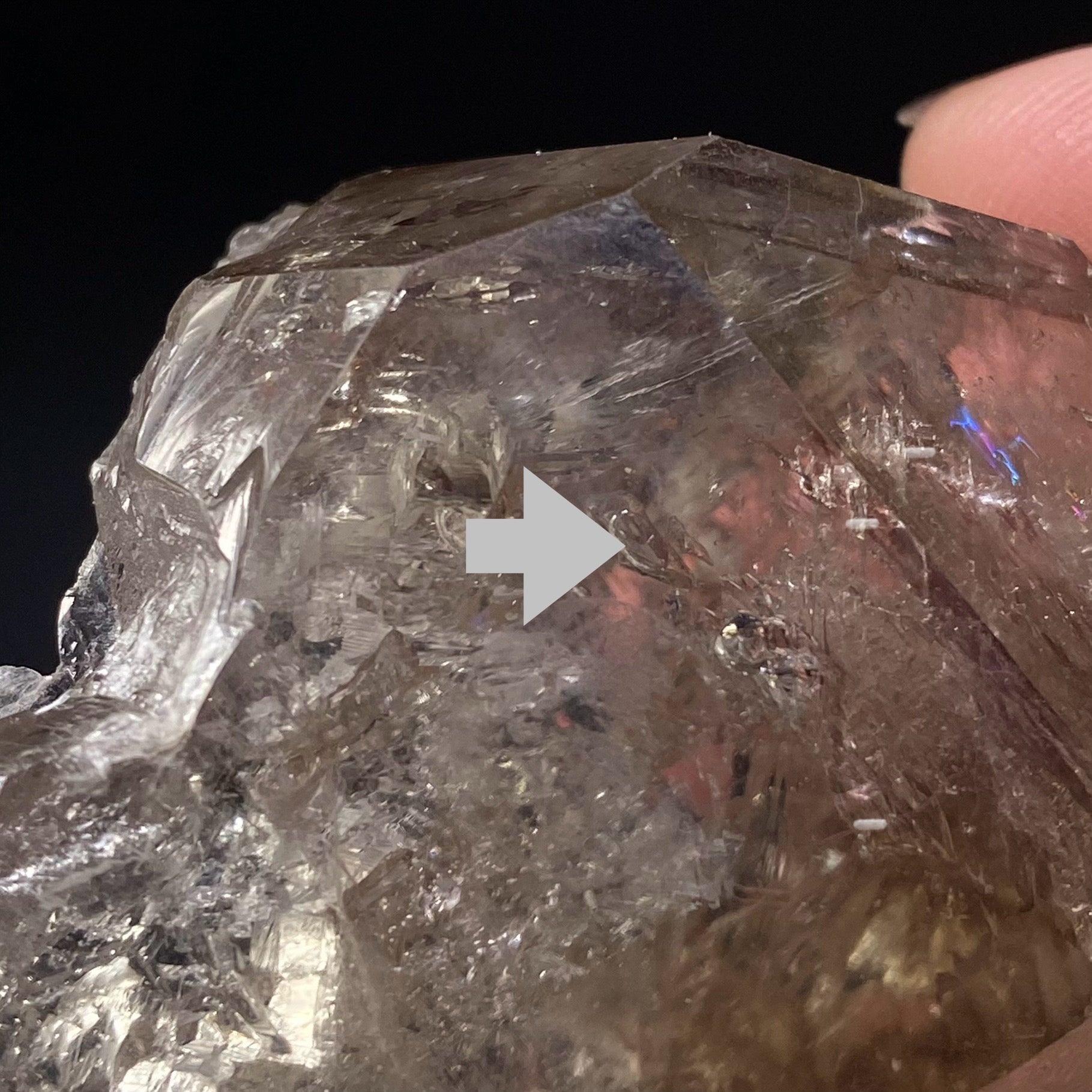 Light Smoky Quartz Crystal with Rainbows and Enhydro Water Inclusion