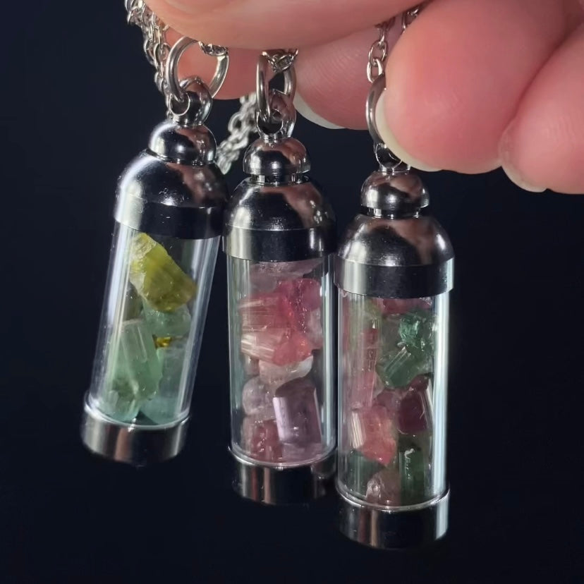 High Grade Tourmaline Filled Pendant Necklace