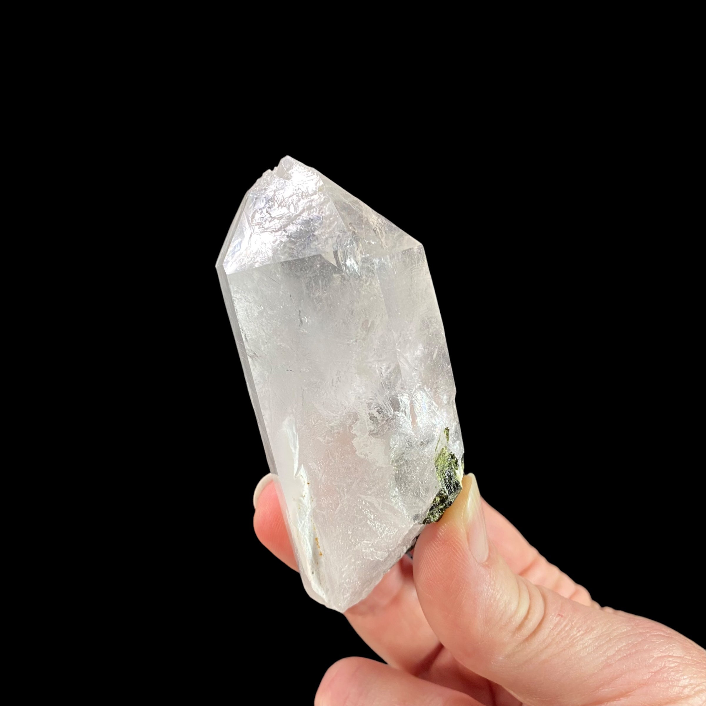 Quartz Crystal with Dark Green Epidote Crystals