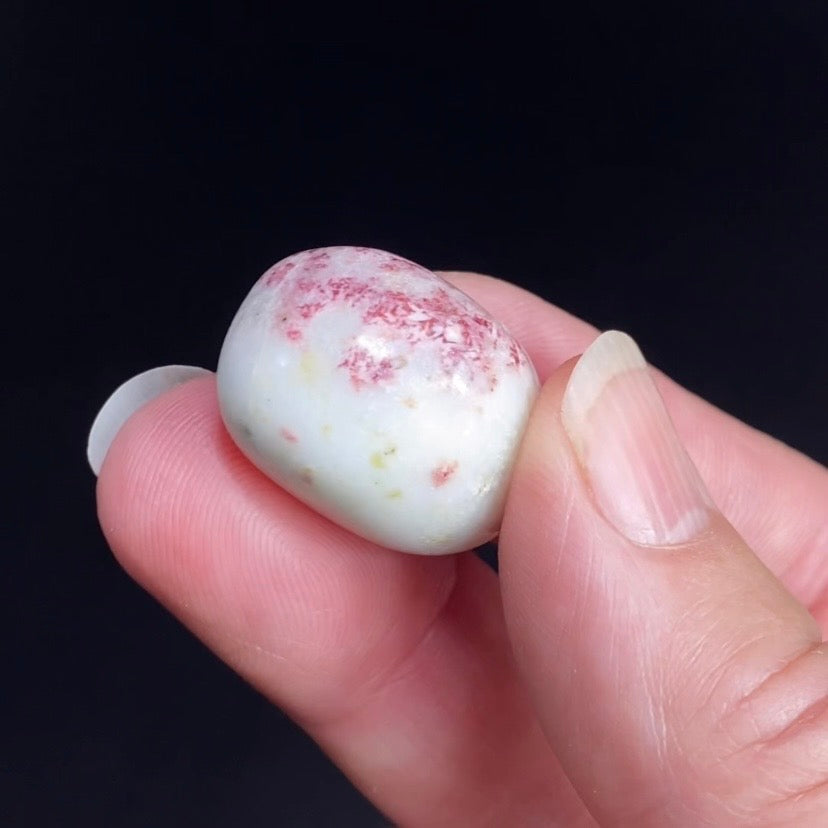 Thulite in Meionite aka Cherry Blossom or Rosalinda Tumbled Stone from Peru - Cinnabrite