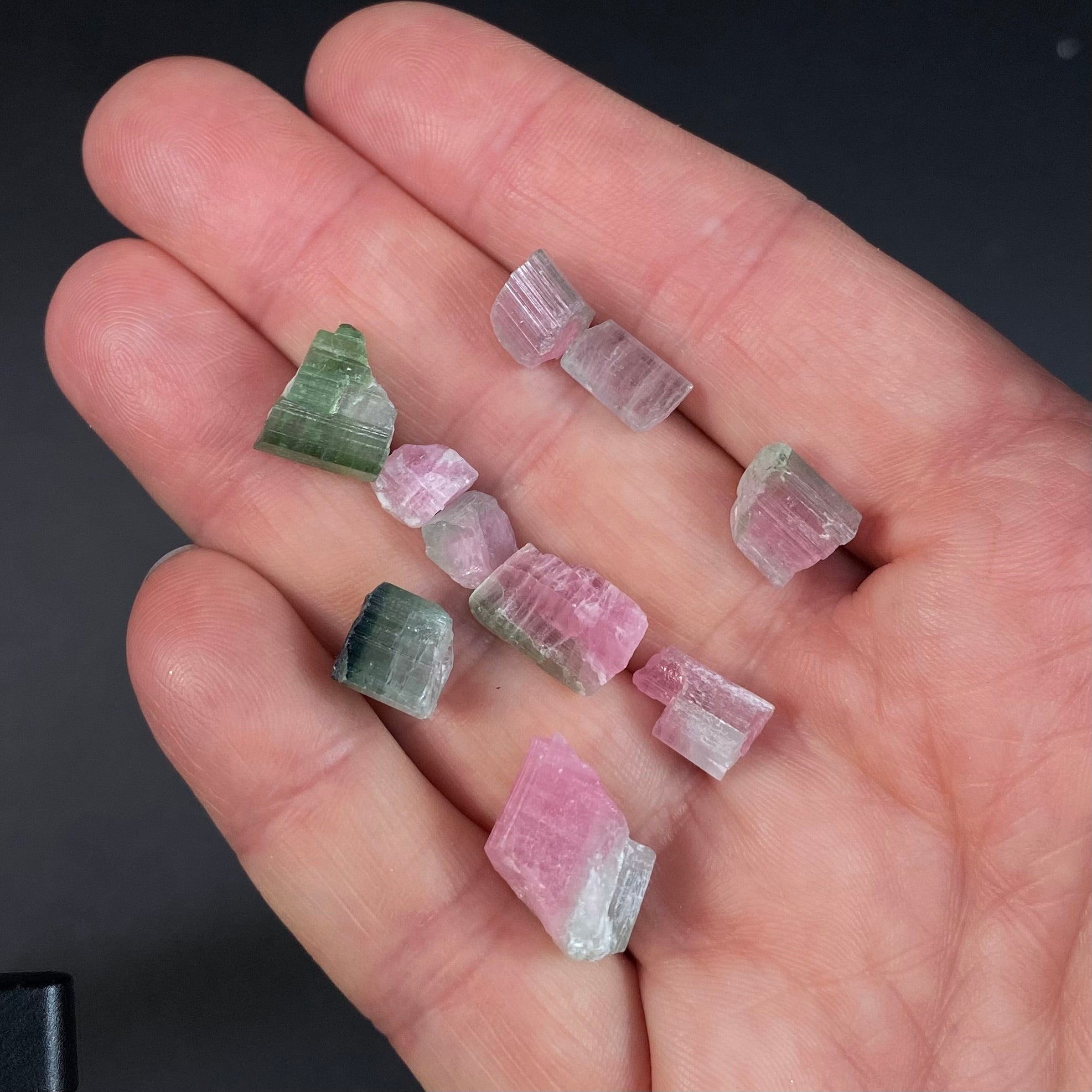 Watermelon, Pink and Green Tourmaline Lots - 8 Grams Each from Paprok, Afghanistan