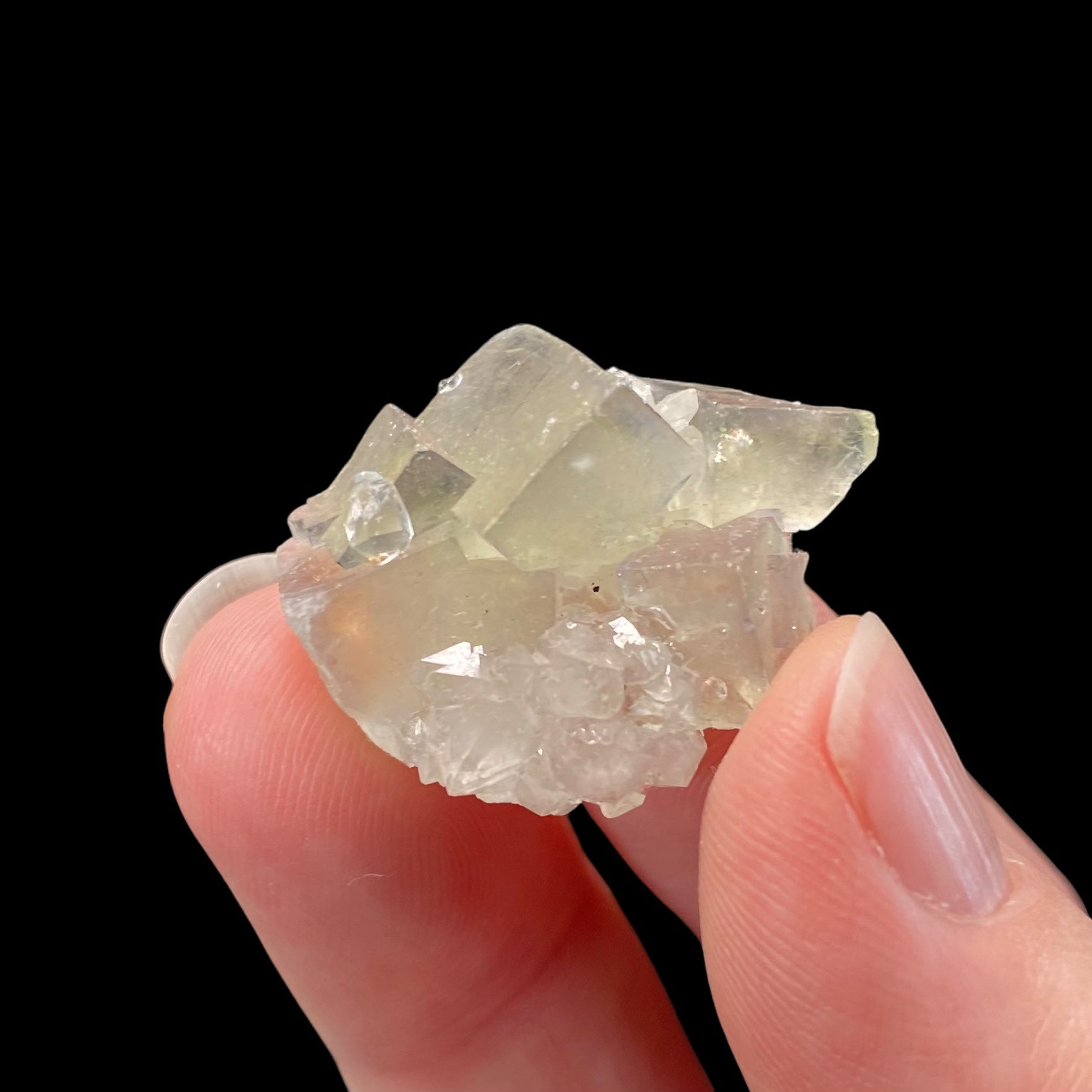 Pale Green Fluorite Cluster with Clear Quartz Crystals