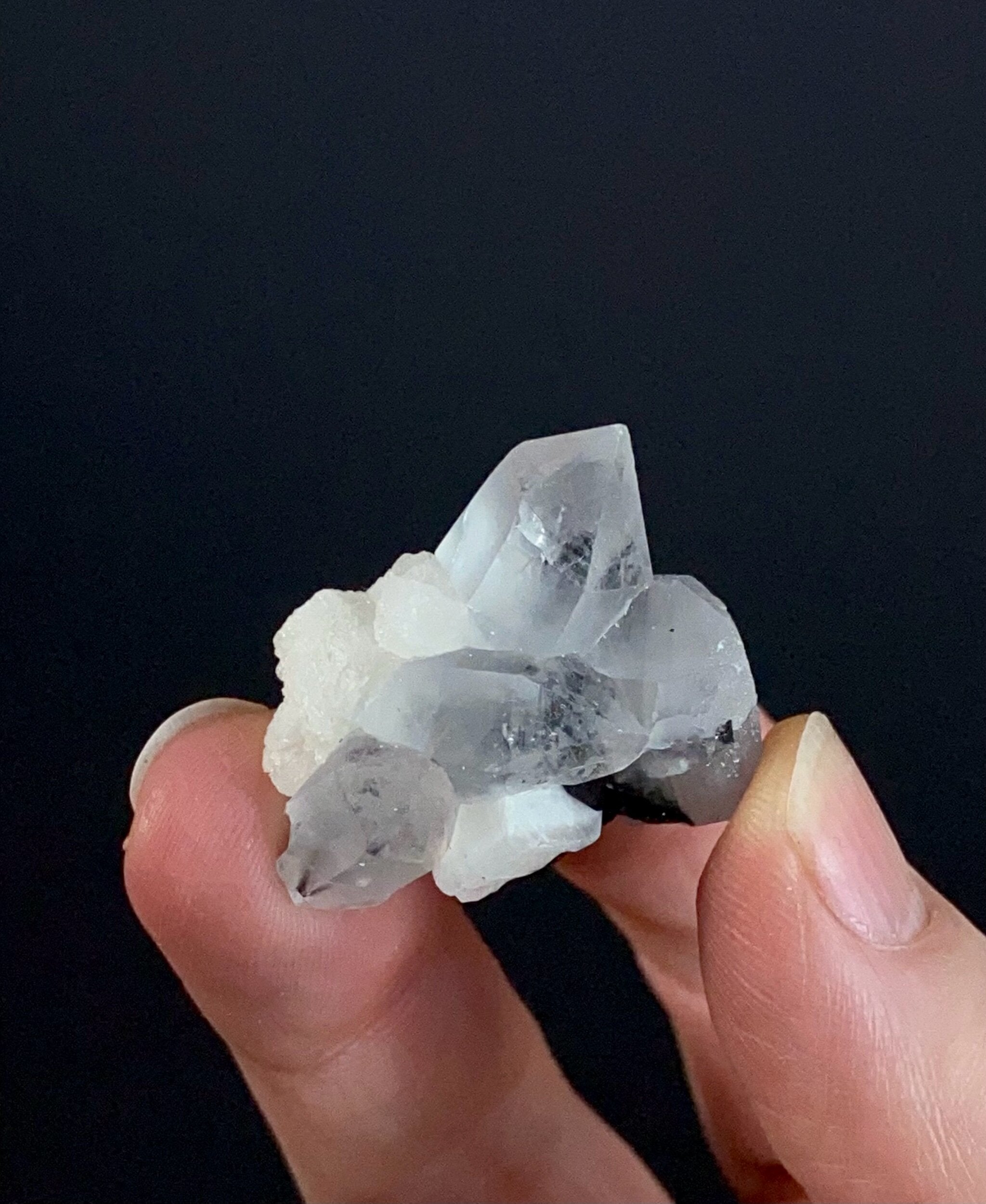 Quartz Crystal Cluster with Black Tourmaline & Feldspar