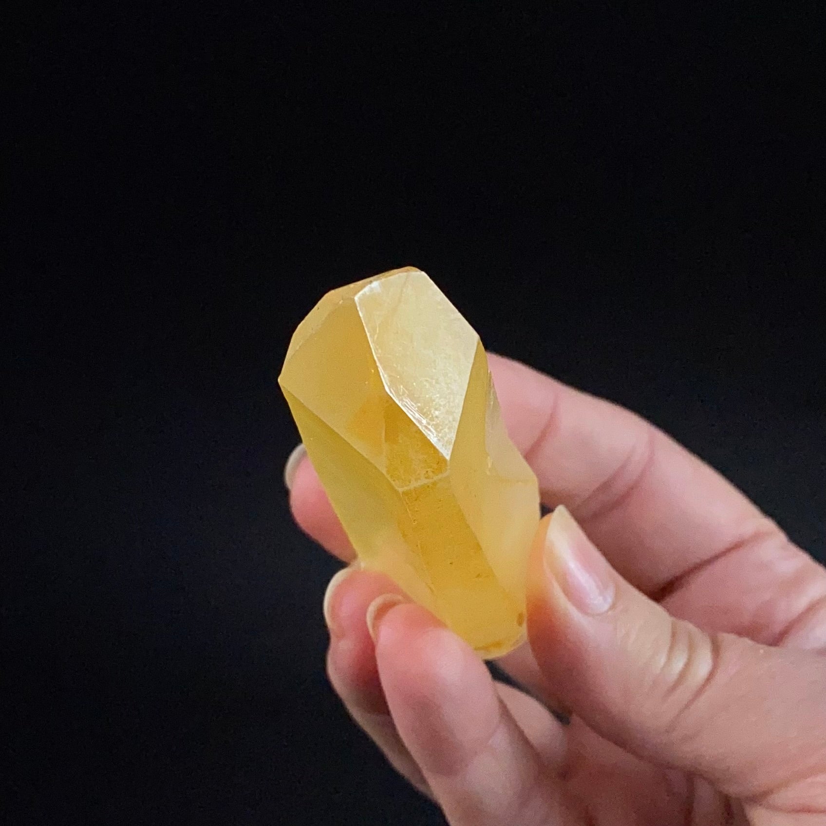 Golden Quartz Crystal with Natural Yellow Iron Oxide Surface Coating