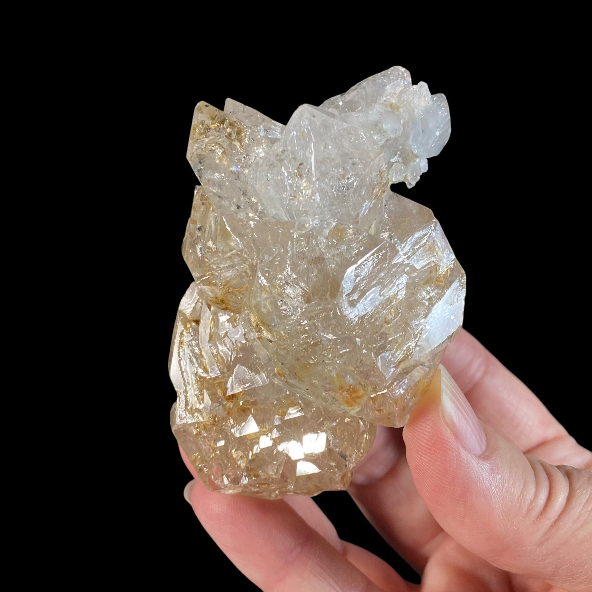 Elestial Fenster Quartz Crystal Cluster with Golden Clay Inclusions