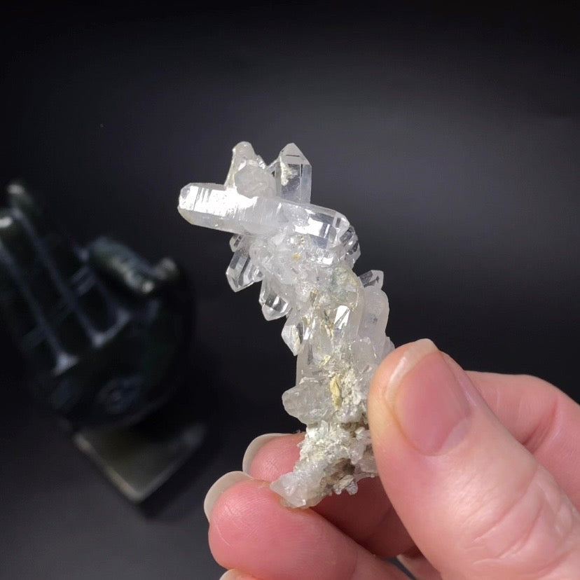 Clear and Chlorite Included Quartz Cluster