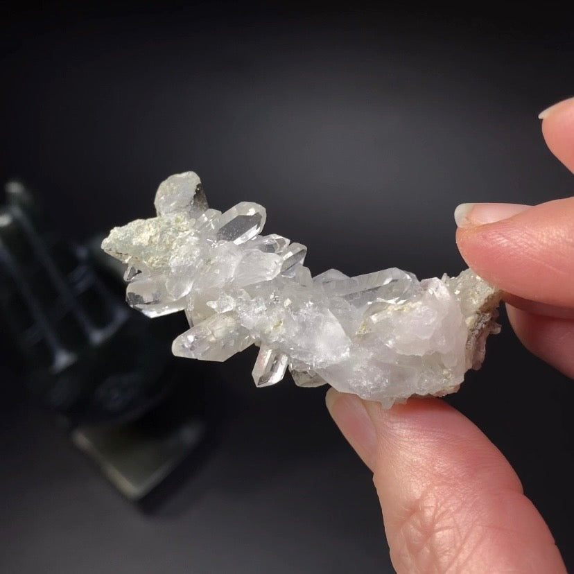 Clear and Chlorite Included Quartz Cluster