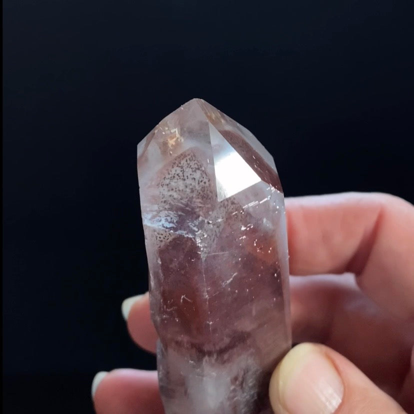 Red Hematite Double Phantom Sunset Quartz Dow Crystal - Tamil Nadu, India