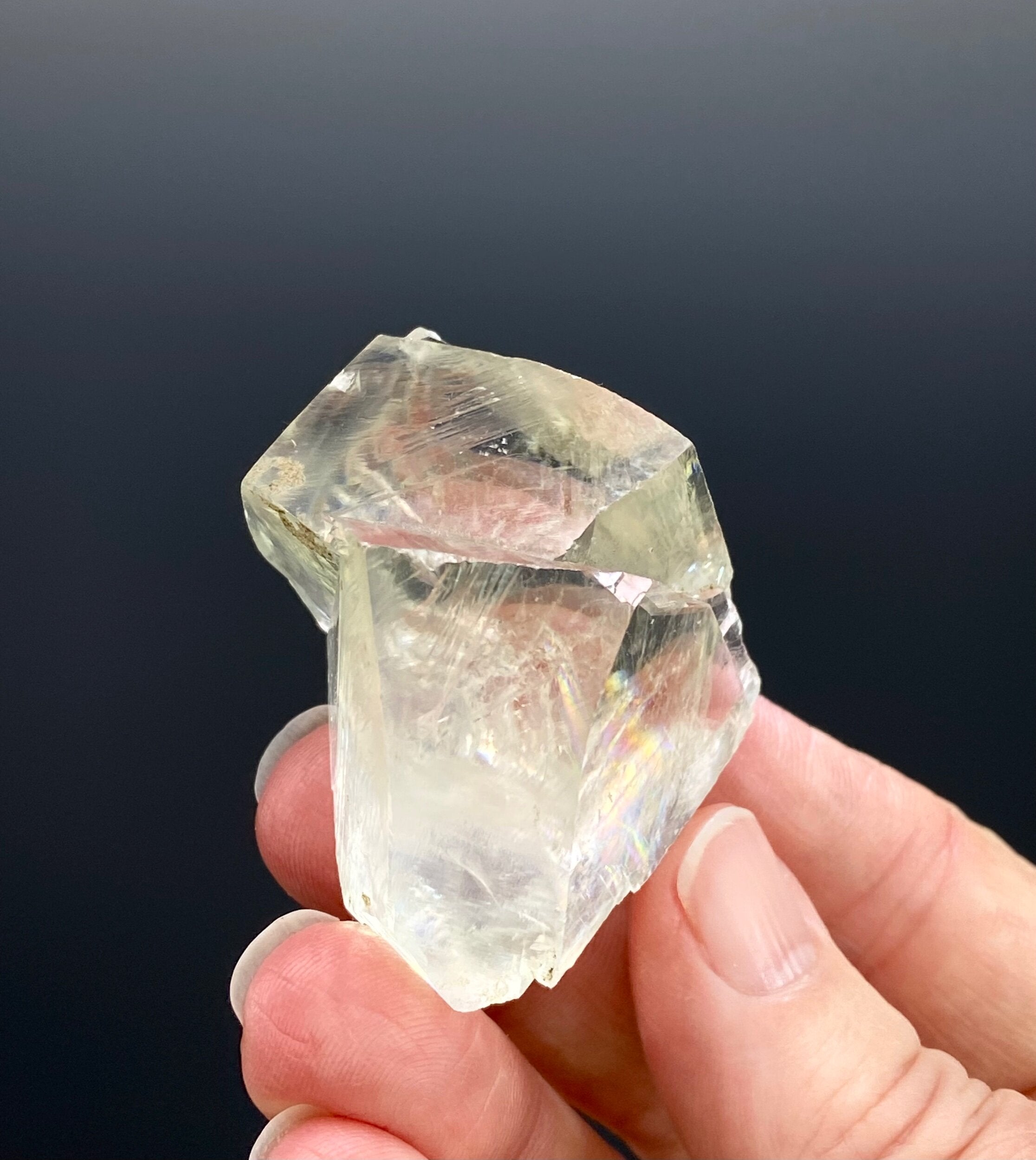 Light Golden Calcite Crystal Cluster with Rainbows