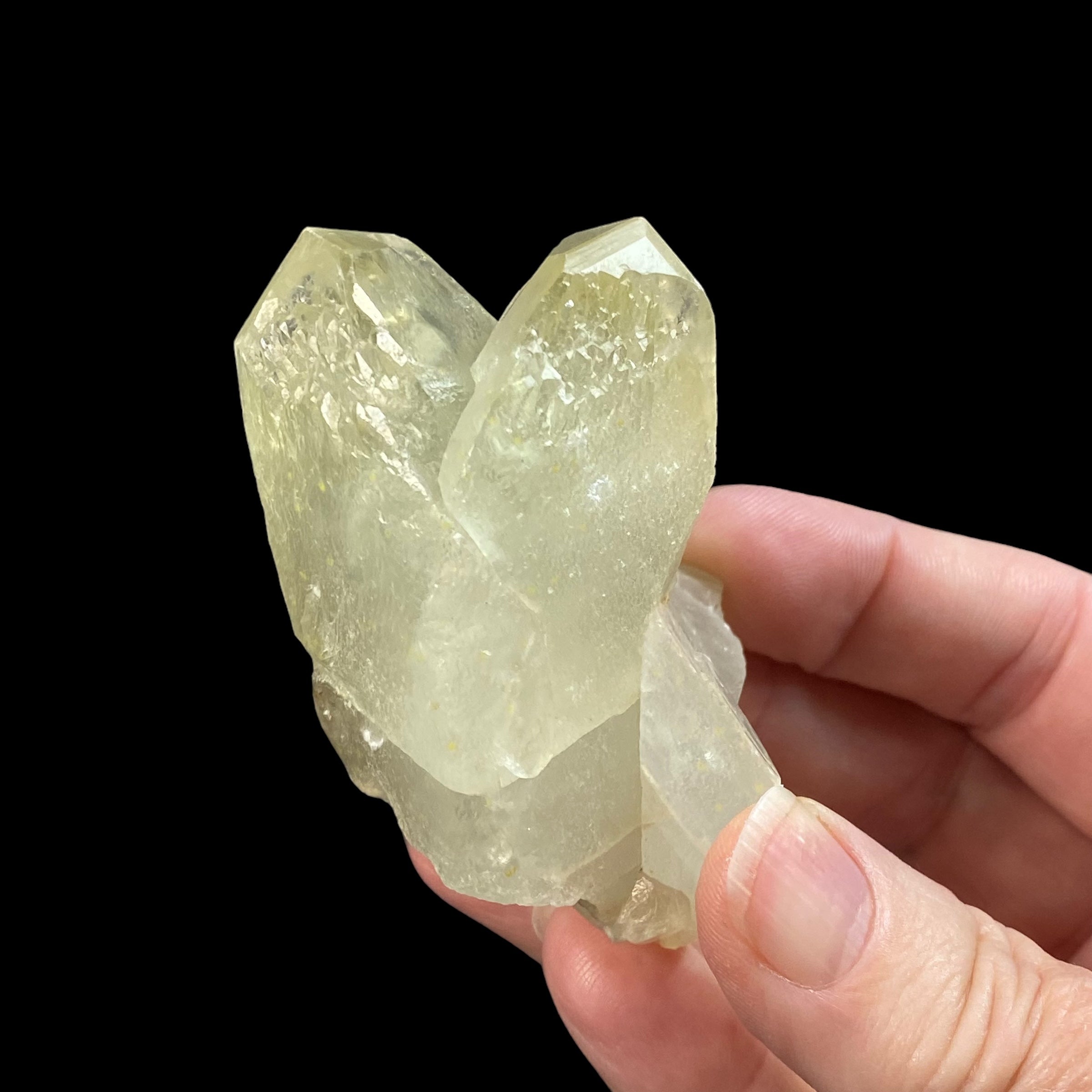 Inter-grown, Faint "Lemon" Yellow Twin Calcite Crystals